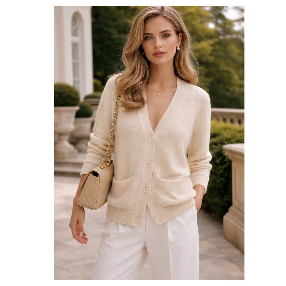 Peruvian Connection‎ 100% royal alpaca button cardigan sweater Size XS cream